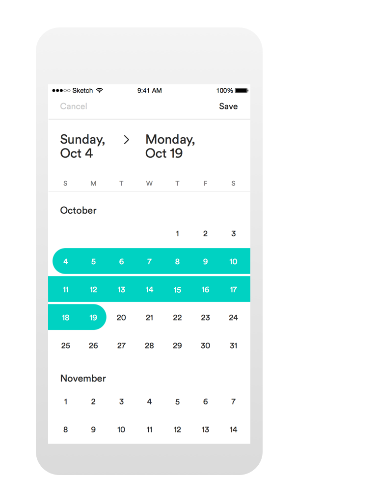 Airbnb app date picker. Bek Stone → https://bek.is